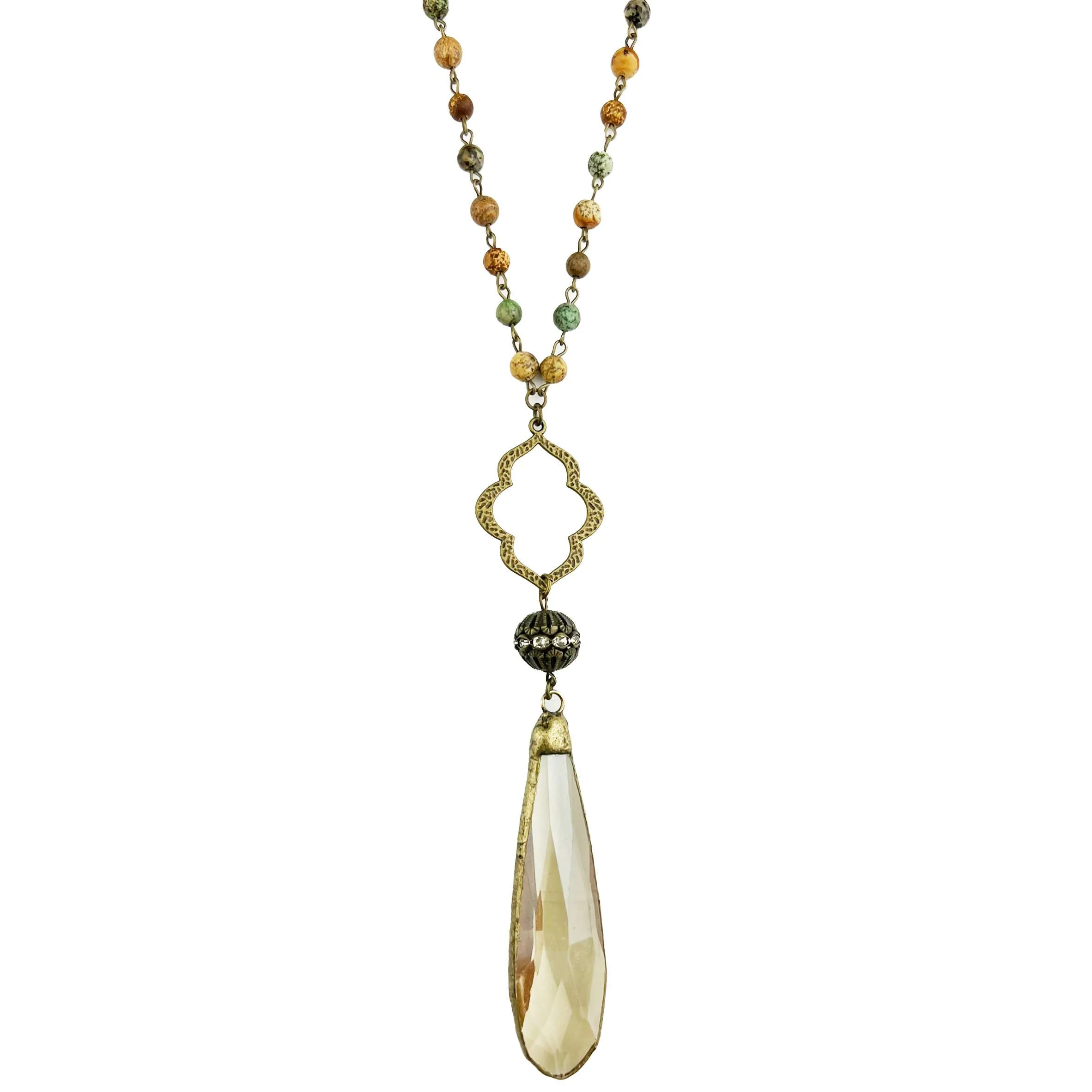 Tear Drop Crystal Pendant Necklace