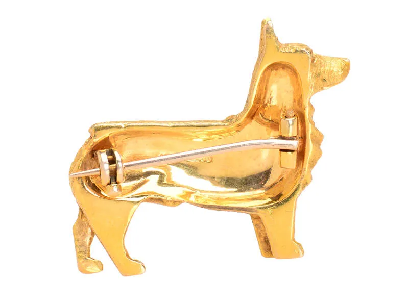 The Queen's Corgi - Gold Dog Brooch