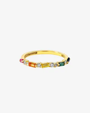 Thin Mix Rainbow Sapphire Half Band