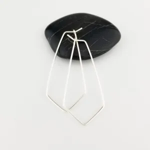 Thin Silver Chevron Hoop Earrings