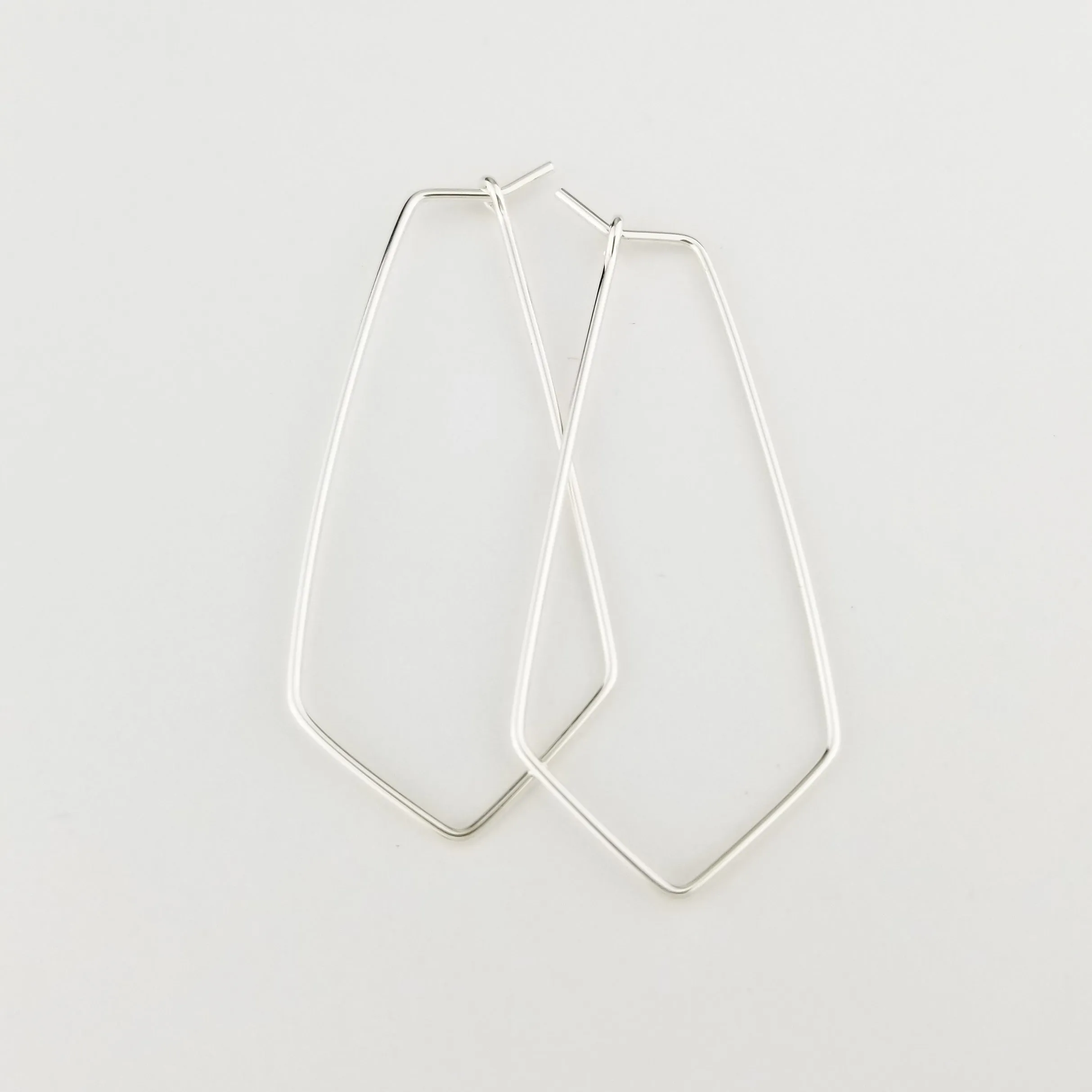 Thin Silver Chevron Hoop Earrings