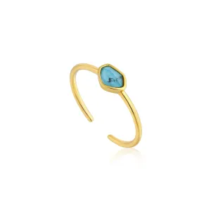 Turquoise Adjustable Gold Ring