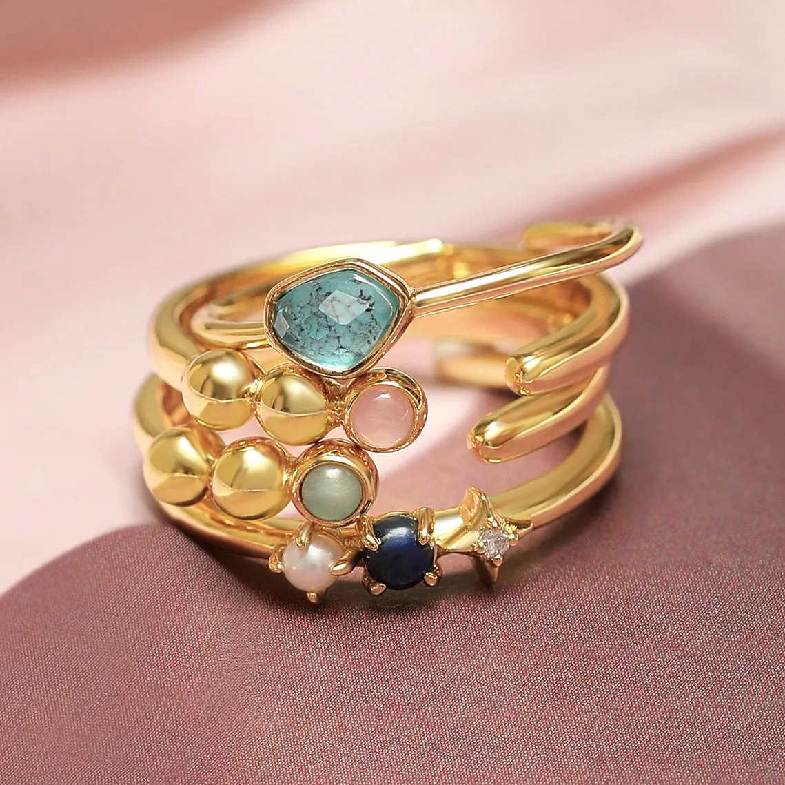 Turquoise Adjustable Gold Ring