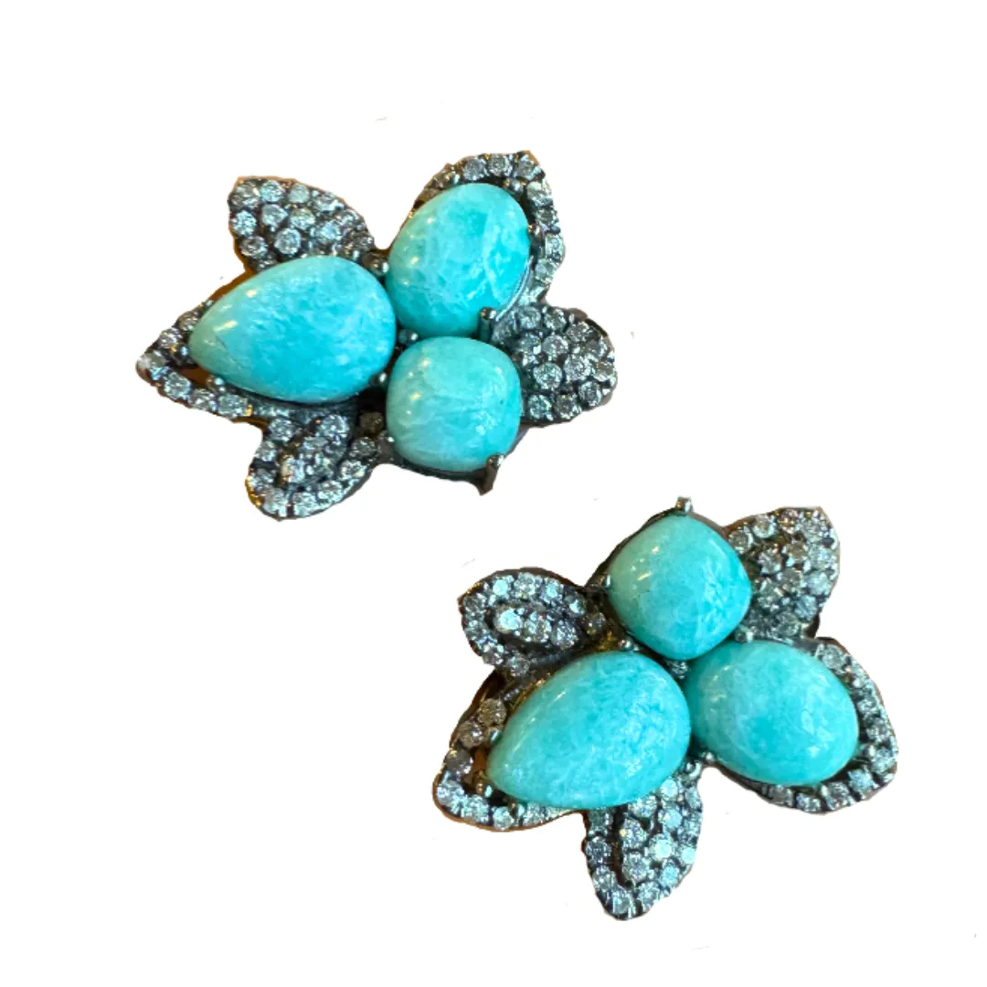 Turquoise & Diamond Earrings