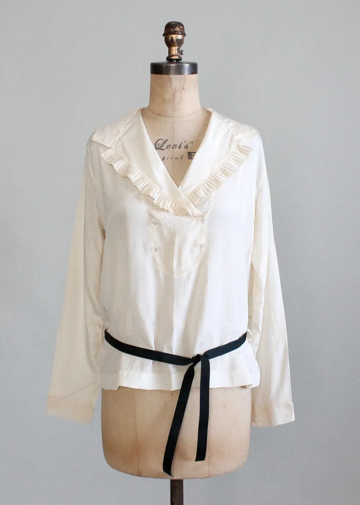 Vintage 1920s Silk Midi Blouse