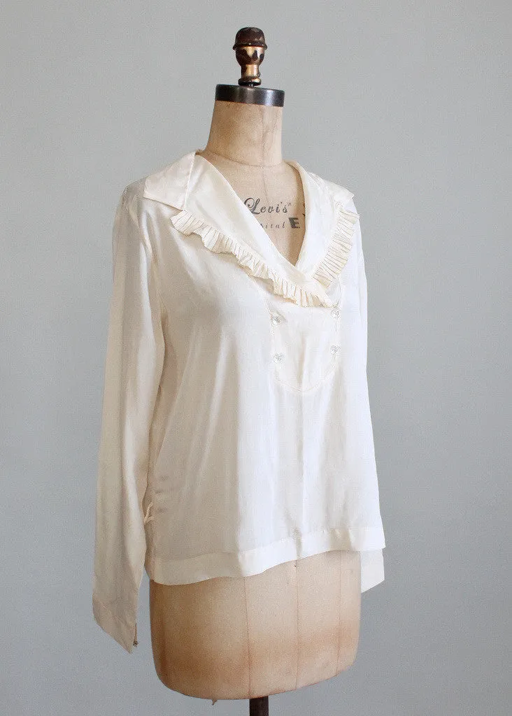 Vintage 1920s Silk Midi Blouse