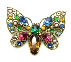 Vintage 1930s Bohemian Czech Butterfly Brooch