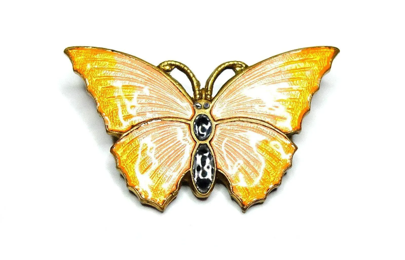 Vintage 1940s Pink & Orange Butterfly Brooch