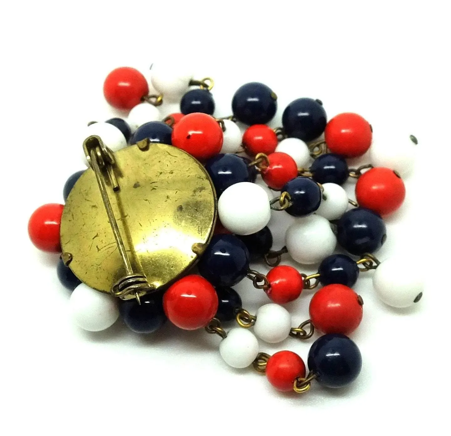 Vintage 1960s Cascade Red, White & Blue Brooch