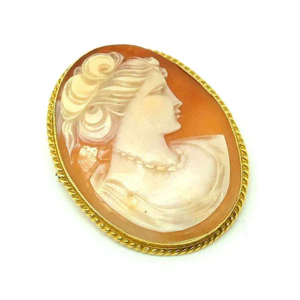 Vintage 1965 Cameo 9ct Gold Brooch