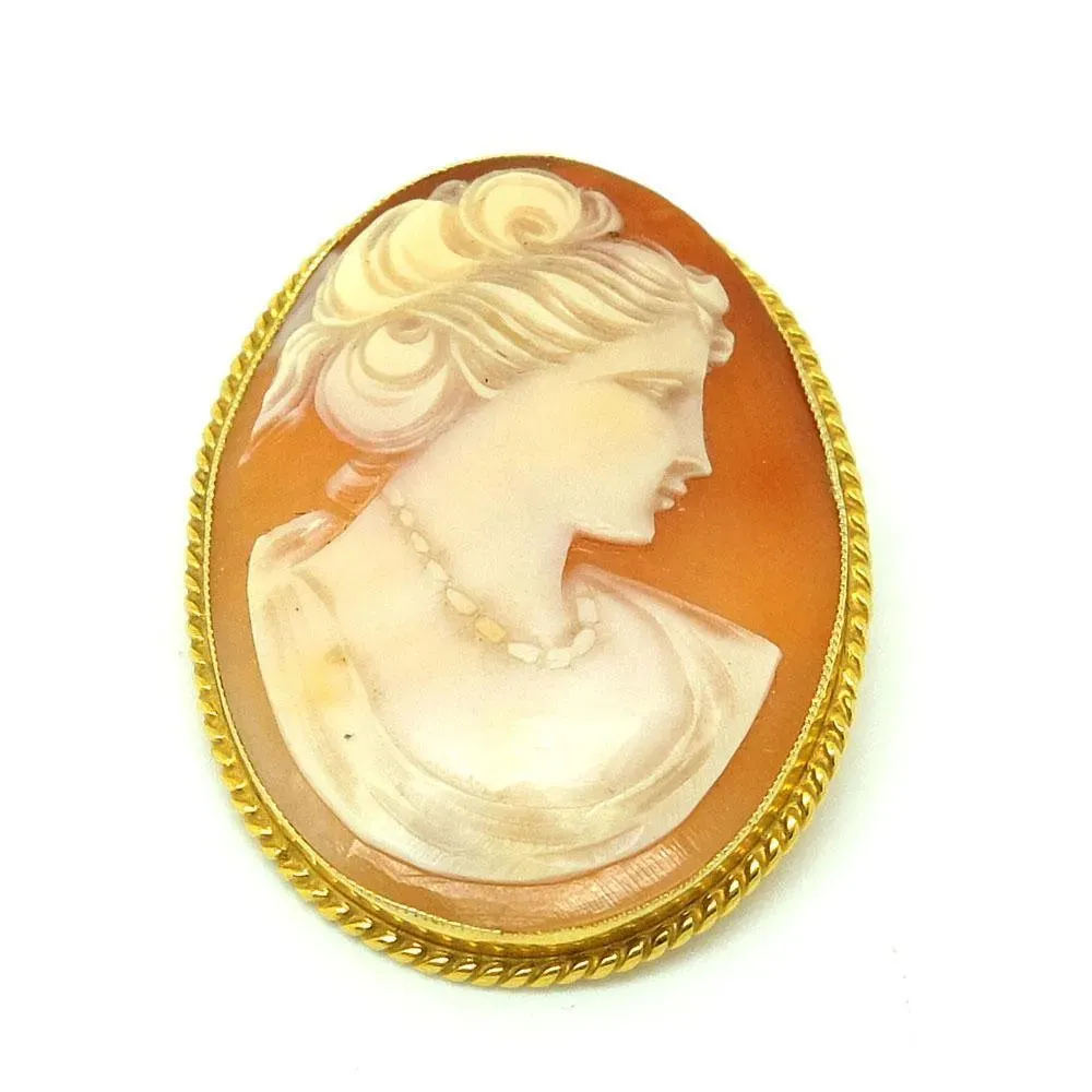 Vintage 1965 Cameo 9ct Gold Brooch