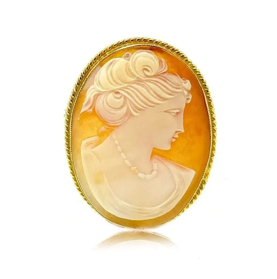 Vintage 1965 Cameo 9ct Gold Brooch