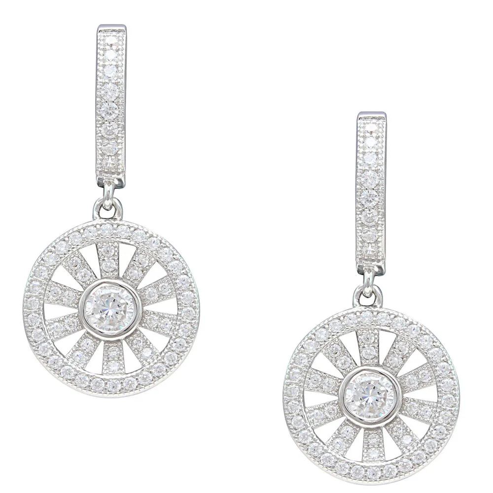 Vogue Solitaire Wheel CZ Earrings IJ15CSSER036