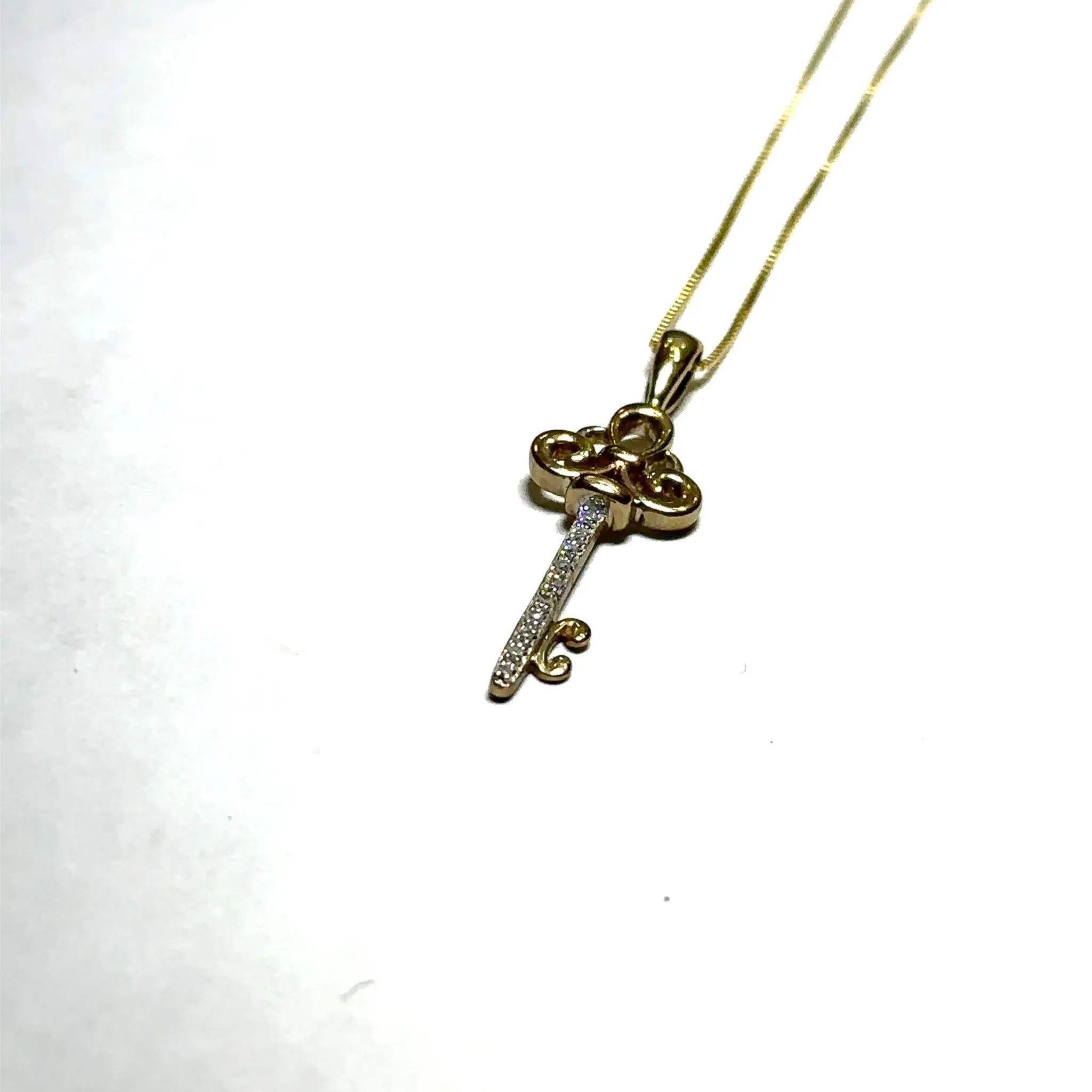 Yellow Gold Diamond Key Pendant